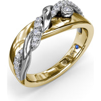 Spyre Ring with Pavé Diamond Twist and Bezel-Set Round Diamond by Fana - 0.23 Carat Total Diamond Weight
