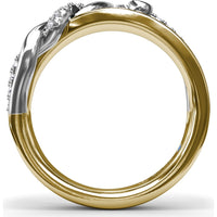 Spyre Ring with Pavé Diamond Twist and Bezel-Set Round Diamond by Fana - 0.23 Carat Total Diamond Weight