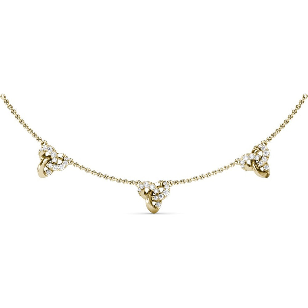 Spyre Station Necklace with Knot Motifs and Pavé Diamond Loops by Fana - 0.85 Carat Total Diamond Weight