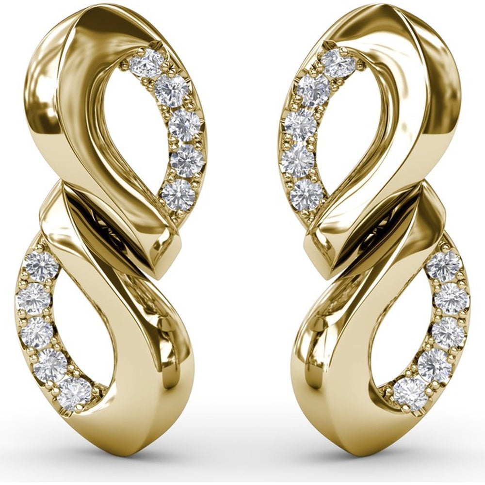 Spyre Twist Infinity Loop Drop Earrings with Pavé Set Round Diamonds by Fana - 0.33 Carat Total Diamond Weight