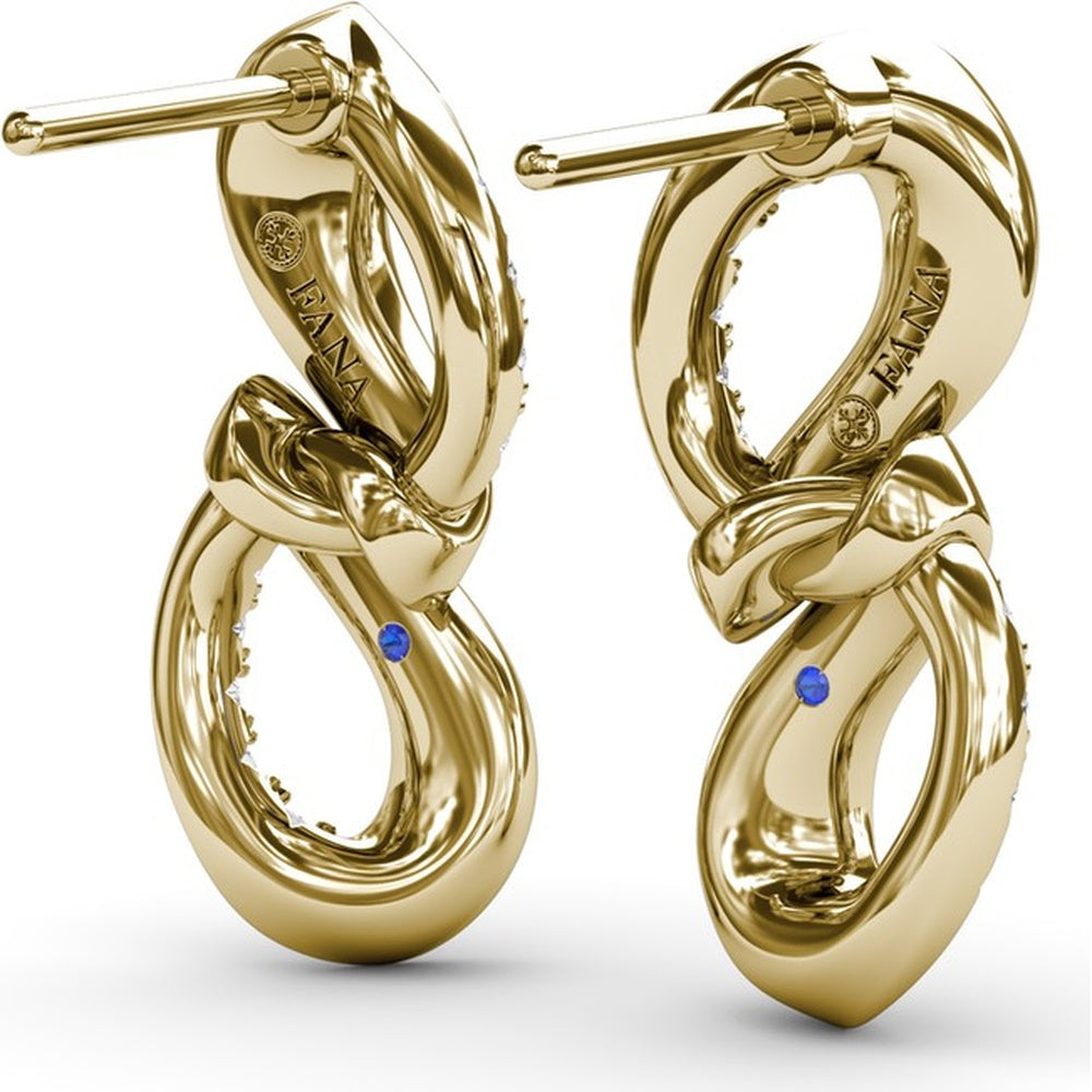 Spyre Twist Infinity Loop Drop Earrings with Pavé Set Round Diamonds by Fana - 0.33 Carat Total Diamond Weight