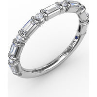 Stackable Band with Alternating Baguette and Round Bar Set Diamonds by Fana - 0.55 Carat Total Diamond Weight