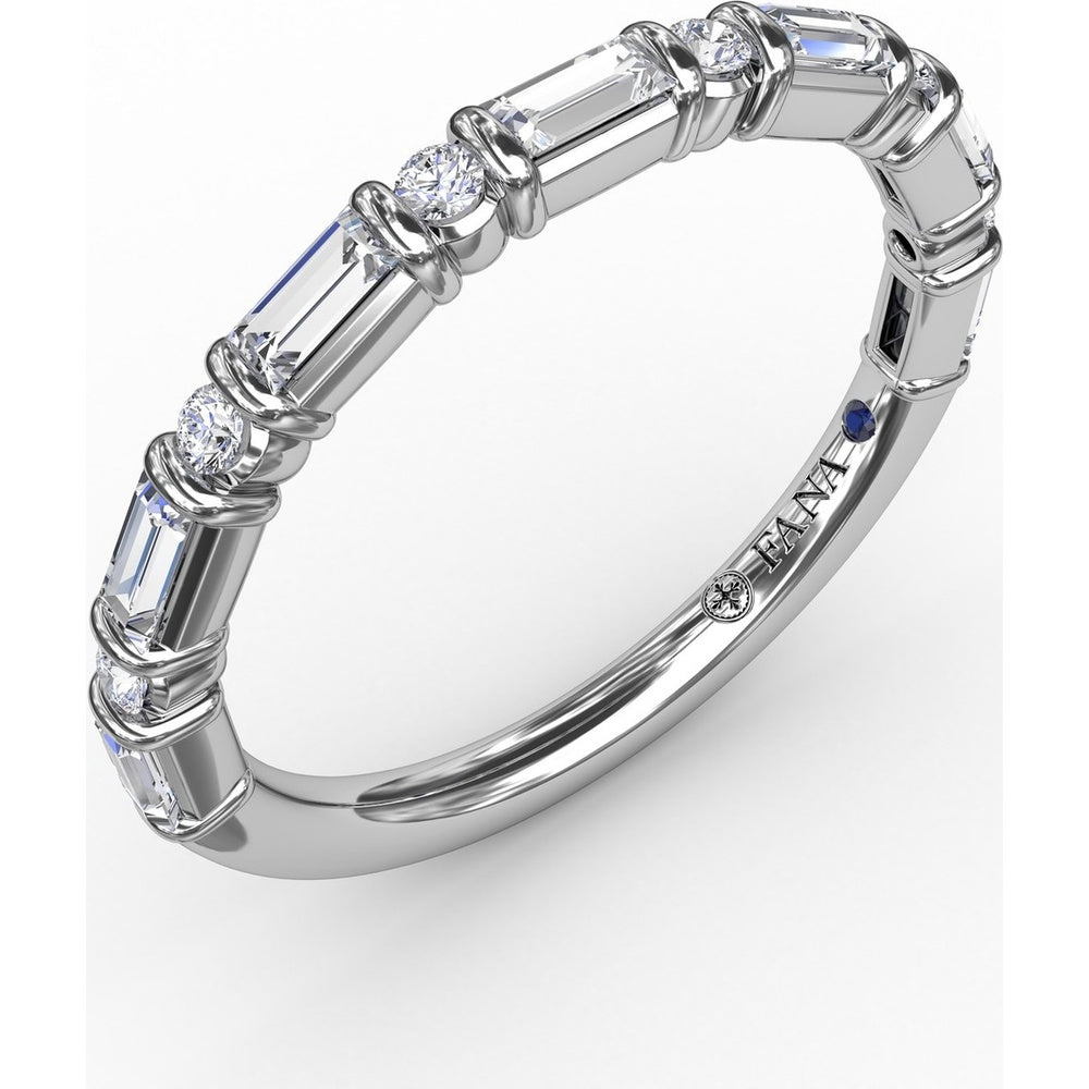 Stackable Band with Alternating Baguette and Round Bar Set Diamonds by Fana - 0.55 Carat Total Diamond Weight