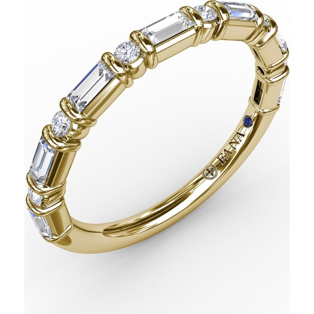 Stackable Band with Alternating Baguette and Round Bar Set Diamonds by Fana - 0.55 Carat Total Diamond Weight