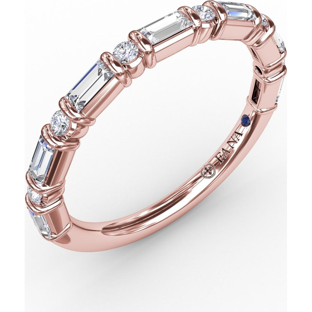 Stackable Band with Alternating Baguette and Round Bar Set Diamonds by Fana - 0.55 Carat Total Diamond Weight