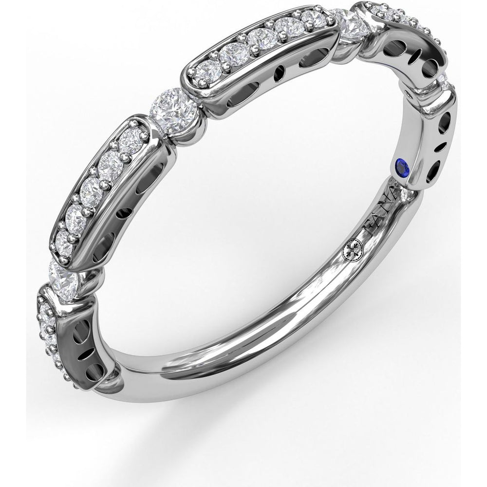 Stackable Band with Pavé Diamond Bars and Round Single Diamonds by Fana - 0.25 Carat Total Diamond Weight