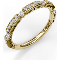 Stackable Band with Pavé Diamond Bars and Round Single Diamonds by Fana - 0.25 Carat Total Diamond Weight