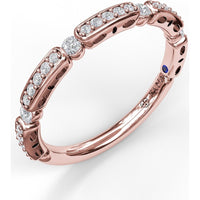 Stackable Band with Pavé Diamond Bars and Round Single Diamonds by Fana - 0.25 Carat Total Diamond Weight
