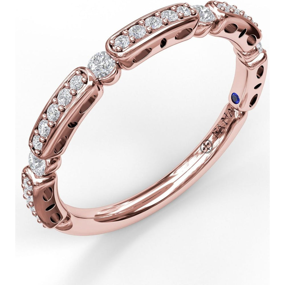 Stackable Band with Pavé Diamond Bars and Round Single Diamonds by Fana - 0.25 Carat Total Diamond Weight