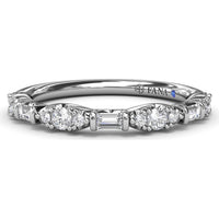 Stackable Diamond Band with Round Clusters and Emerald Cut Diamonds by Fana - 0.34 Carat Total Diamond Weight