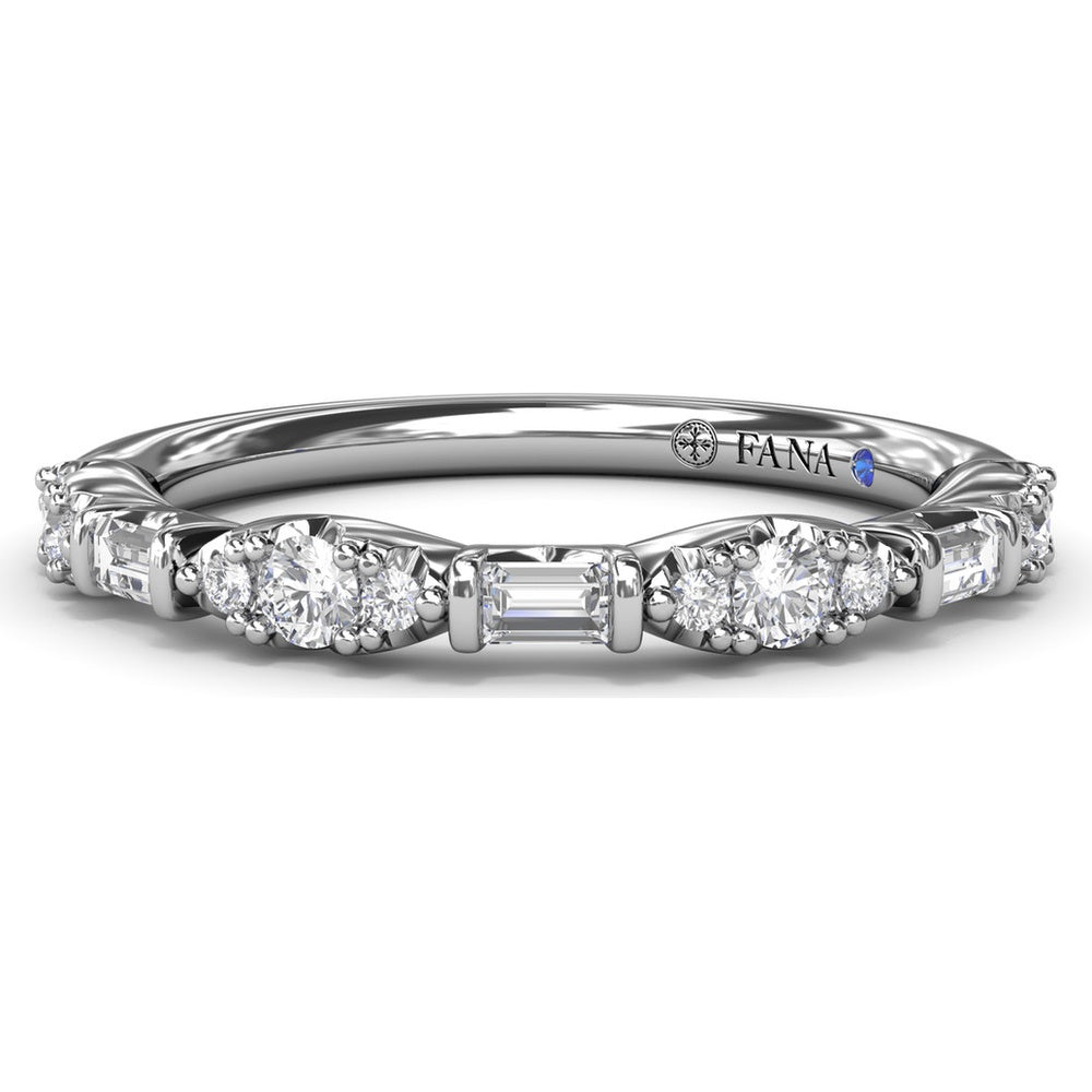 Stackable Diamond Band with Round Clusters and Emerald Cut Diamonds by Fana - 0.34 Carat Total Diamond Weight