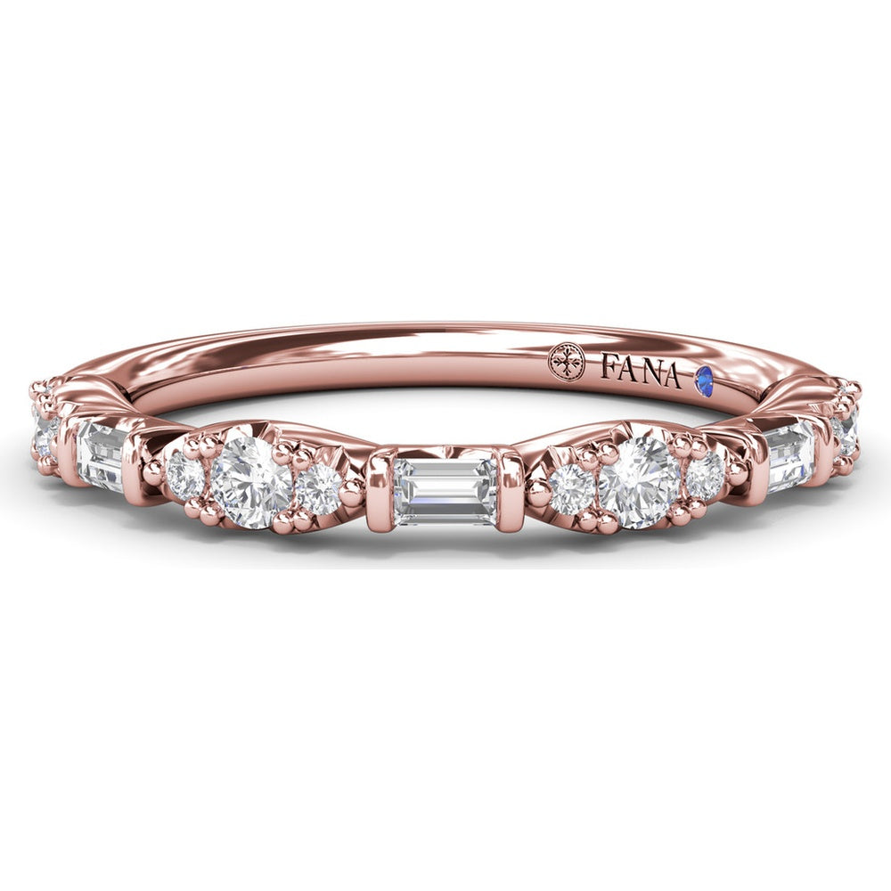 Stackable Diamond Band with Round Clusters and Emerald Cut Diamonds by Fana - 0.34 Carat Total Diamond Weight