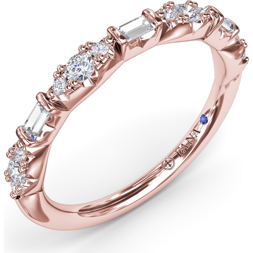 Stackable Diamond Band with Round Clusters and Emerald Cut Diamonds by Fana - 0.34 Carat Total Diamond Weight