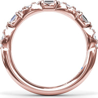 Stackable Diamond Band with Round Clusters and Emerald Cut Diamonds by Fana - 0.34 Carat Total Diamond Weight