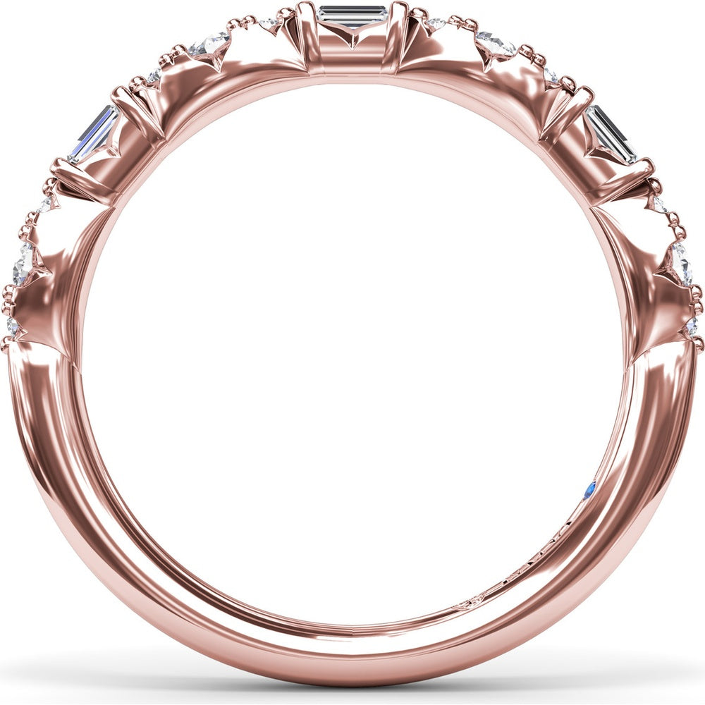 Stackable Diamond Band with Round Clusters and Emerald Cut Diamonds by Fana - 0.34 Carat Total Diamond Weight