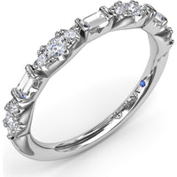 Stackable Diamond Band with Round Clusters and Emerald Cut Diamonds by Fana - 0.34 Carat Total Diamond Weight