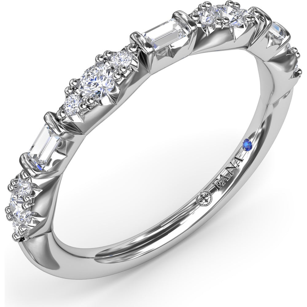 Stackable Diamond Band with Round Clusters and Emerald Cut Diamonds by Fana - 0.34 Carat Total Diamond Weight