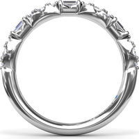 Stackable Diamond Band with Round Clusters and Emerald Cut Diamonds by Fana - 0.34 Carat Total Diamond Weight
