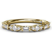 Stackable Diamond Band with Round Clusters and Emerald Cut Diamonds by Fana - 0.34 Carat Total Diamond Weight
