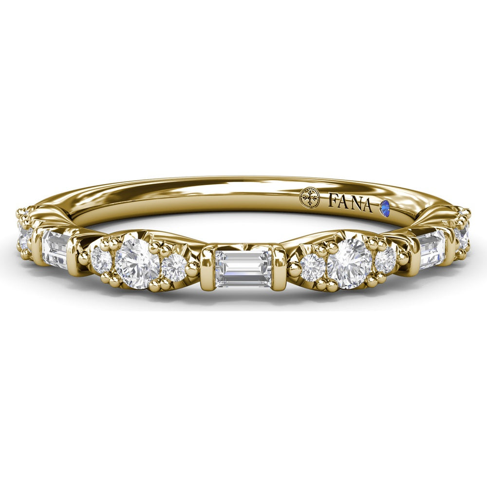 Stackable Diamond Band with Round Clusters and Emerald Cut Diamonds by Fana - 0.34 Carat Total Diamond Weight