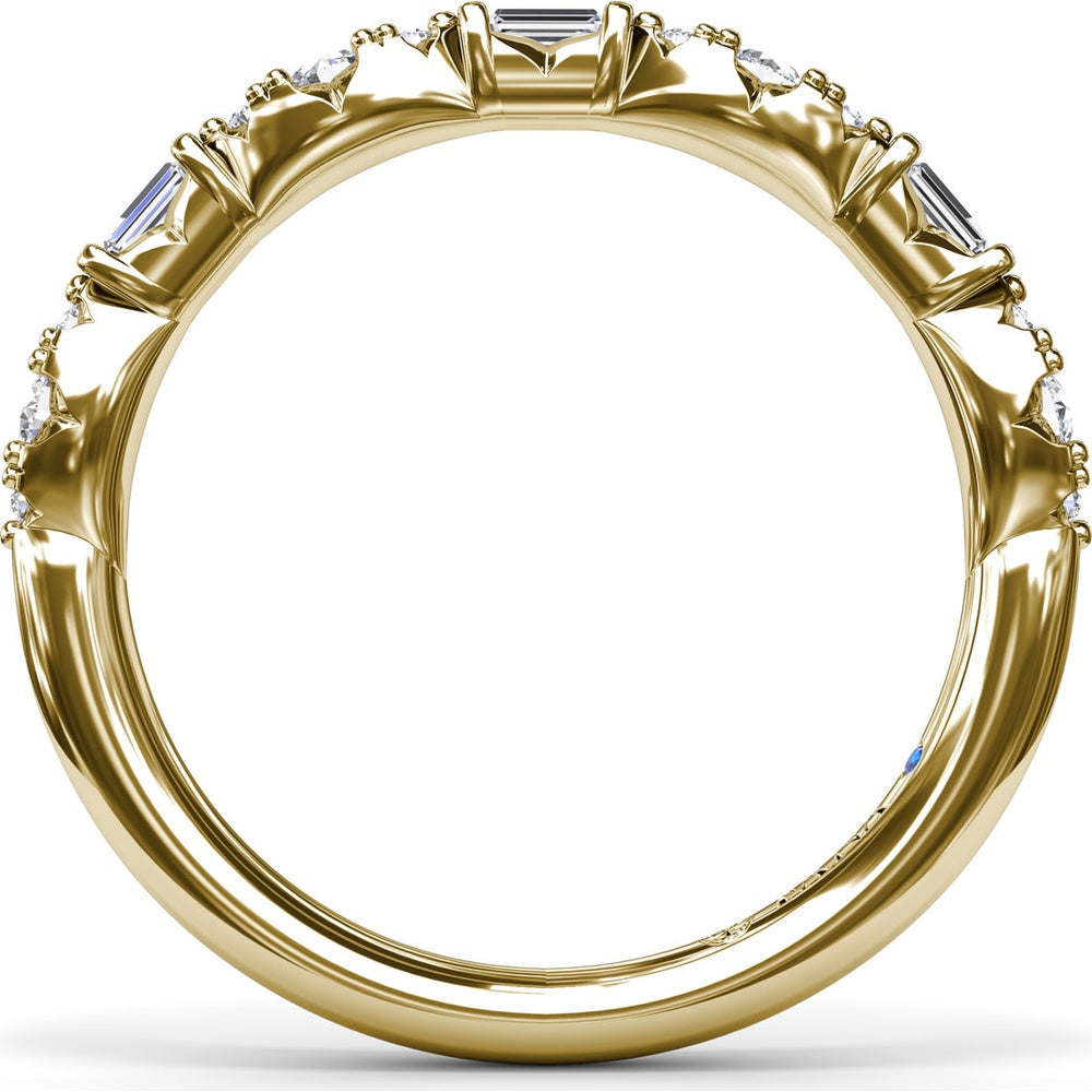 Stackable Diamond Band with Round Clusters and Emerald Cut Diamonds by Fana - 0.34 Carat Total Diamond Weight