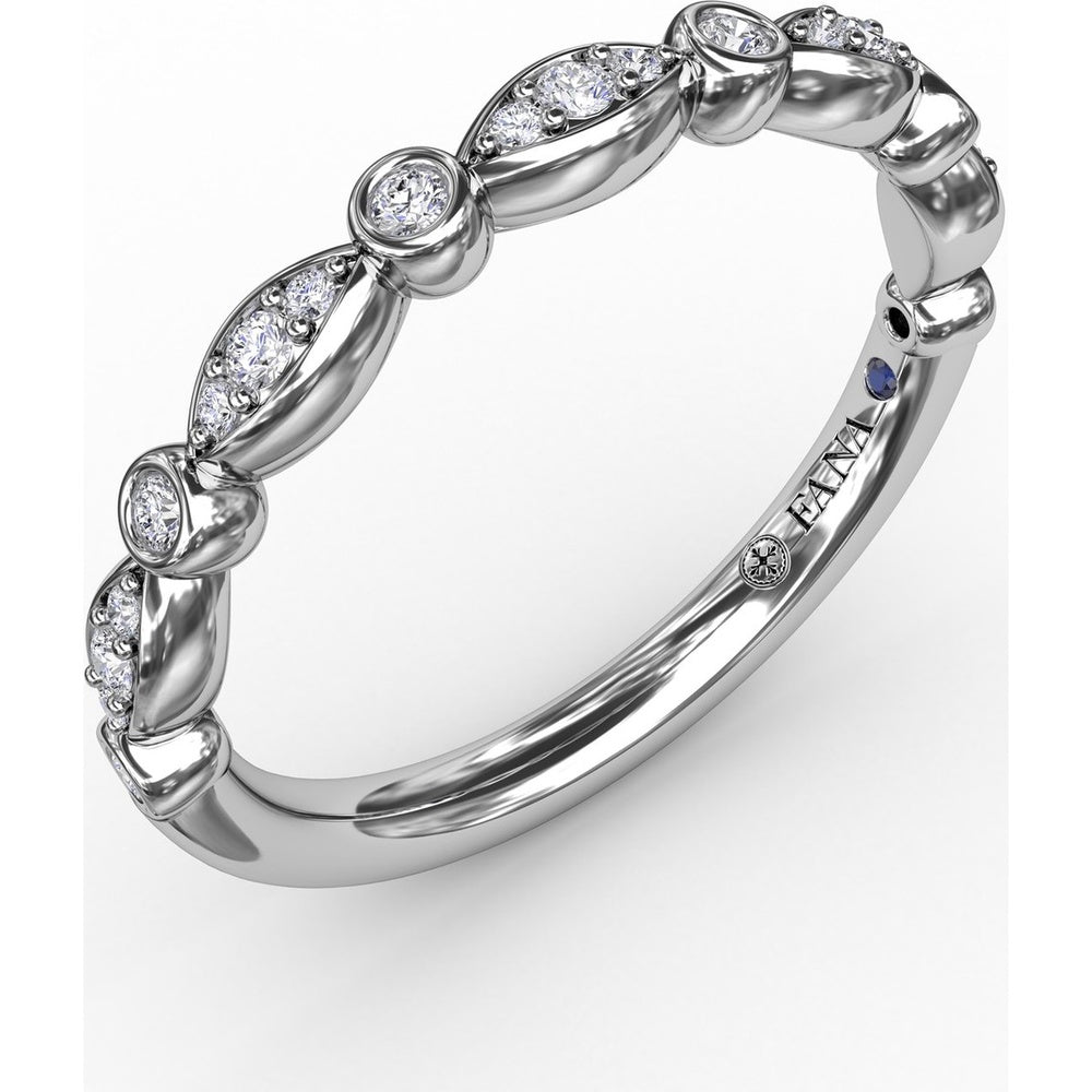 Stackable Marquise and Bezel Set Round Diamond Band by Fana - 0.15 Carat Total Diamond Weight