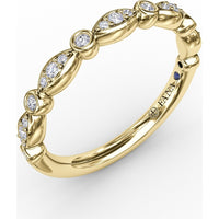Stackable Marquise and Bezel Set Round Diamond Band by Fana - 0.15 Carat Total Diamond Weight