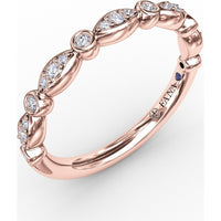 Stackable Marquise and Bezel Set Round Diamond Band by Fana - 0.15 Carat Total Diamond Weight