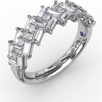 Staggered Baguette and Round Diamond Cluster Band by Fana - 1.68 Carat Total Diamond Weight