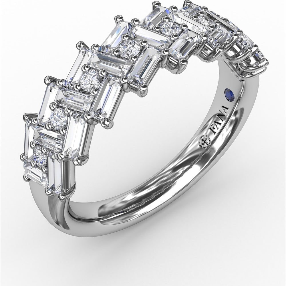 Staggered Baguette and Round Diamond Cluster Band by Fana - 1.68 Carat Total Diamond Weight