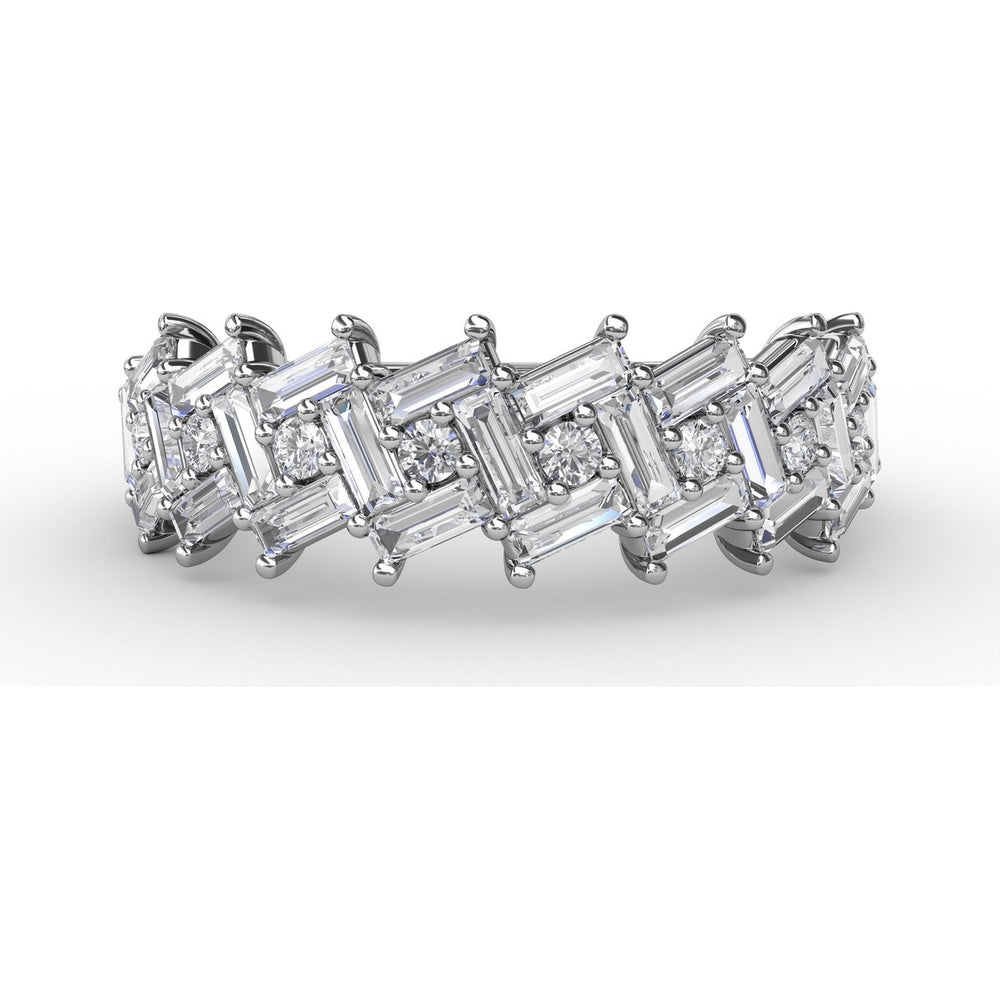 Staggered Baguette and Round Diamond Cluster Band by Fana - 1.68 Carat Total Diamond Weight