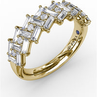 Staggered Baguette and Round Diamond Cluster Band by Fana - 1.68 Carat Total Diamond Weight