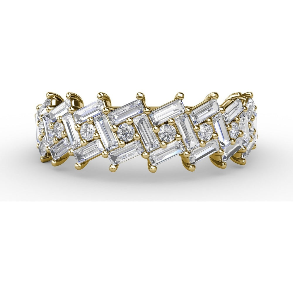 Staggered Baguette and Round Diamond Cluster Band by Fana - 1.68 Carat Total Diamond Weight