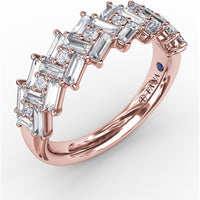 Staggered Baguette and Round Diamond Cluster Band by Fana - 1.68 Carat Total Diamond Weight