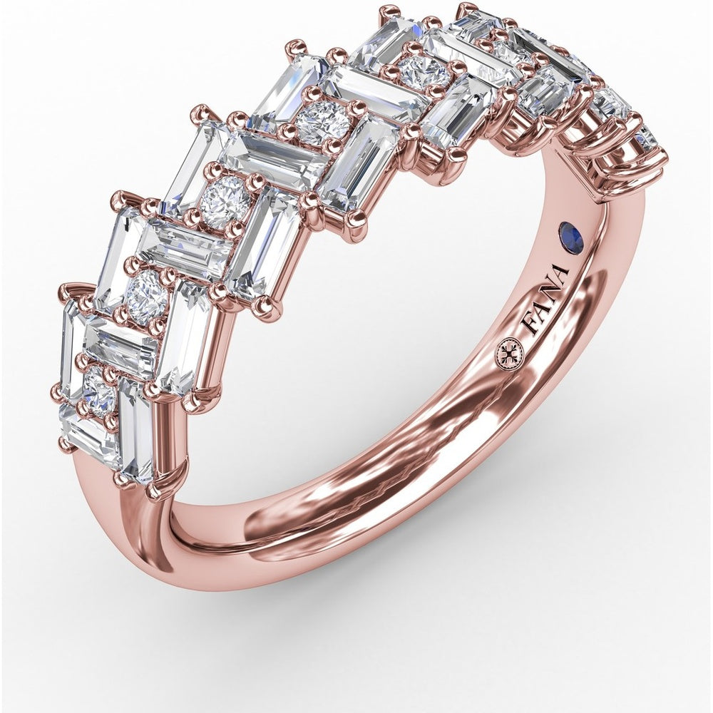 Staggered Baguette and Round Diamond Cluster Band by Fana - 1.68 Carat Total Diamond Weight