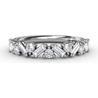 Staggered Baguette and Round Diamond Stackable Band by Fana - 0.68 Carat Total Diamond Weight