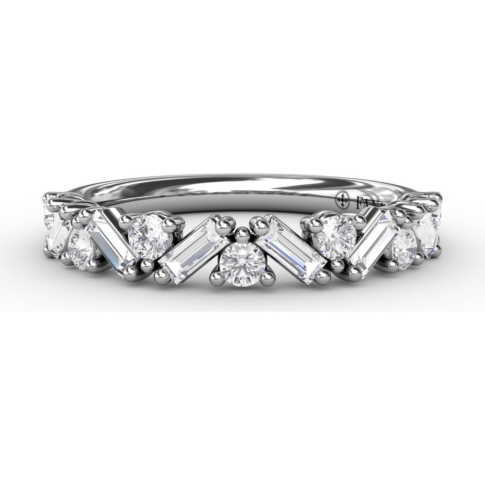 Staggered Baguette and Round Diamond Stackable Band by Fana - 0.68 Carat Total Diamond Weight