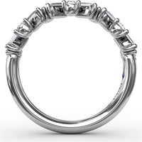 Staggered Baguette and Round Diamond Stackable Band by Fana - 0.68 Carat Total Diamond Weight