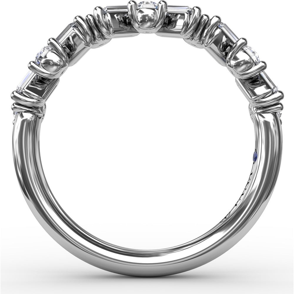 Staggered Baguette and Round Diamond Stackable Band by Fana - 0.68 Carat Total Diamond Weight