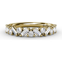 Staggered Baguette and Round Diamond Stackable Band by Fana - 0.68 Carat Total Diamond Weight