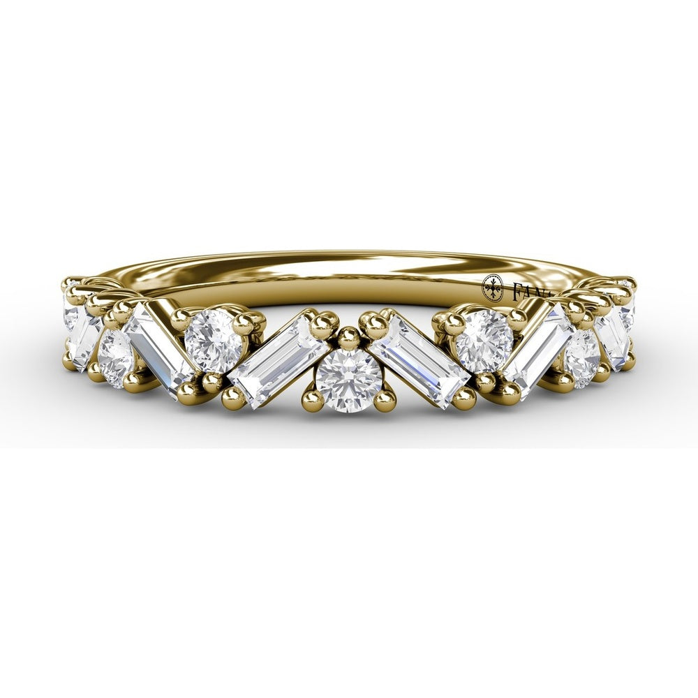 Staggered Baguette and Round Diamond Stackable Band by Fana - 0.68 Carat Total Diamond Weight