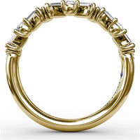 Staggered Baguette and Round Diamond Stackable Band by Fana - 0.68 Carat Total Diamond Weight