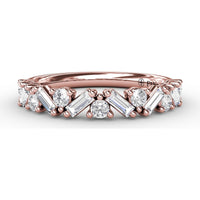 Staggered Baguette and Round Diamond Stackable Band by Fana - 0.68 Carat Total Diamond Weight