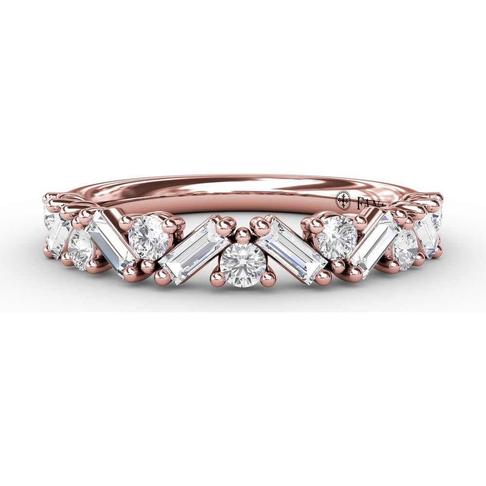 Staggered Baguette and Round Diamond Stackable Band by Fana - 0.68 Carat Total Diamond Weight