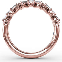 Staggered Baguette and Round Diamond Stackable Band by Fana - 0.68 Carat Total Diamond Weight