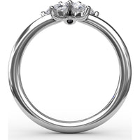 Star Motif Ring with Prong Set Round and Pear Diamonds by Fana - 0.47 Carat Total Diamond Weight