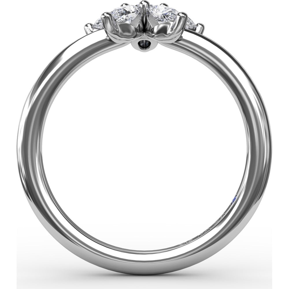 Star Motif Ring with Prong Set Round and Pear Diamonds by Fana - 0.47 Carat Total Diamond Weight