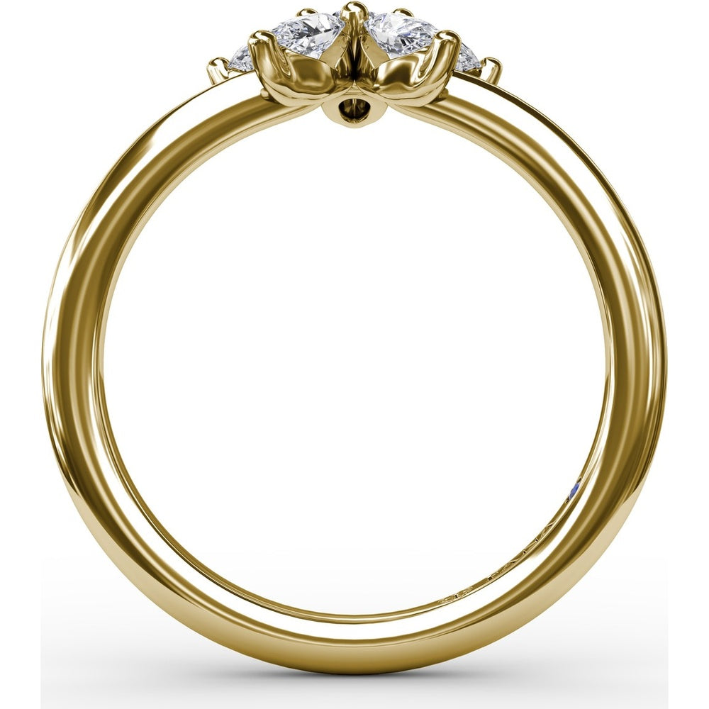 Star Motif Ring with Prong Set Round and Pear Diamonds by Fana - 0.47 Carat Total Diamond Weight