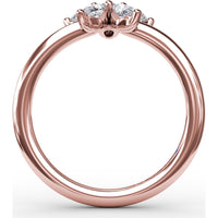 Star Motif Ring with Prong Set Round and Pear Diamonds by Fana - 0.47 Carat Total Diamond Weight