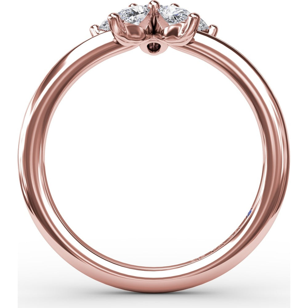 Star Motif Ring with Prong Set Round and Pear Diamonds by Fana - 0.47 Carat Total Diamond Weight